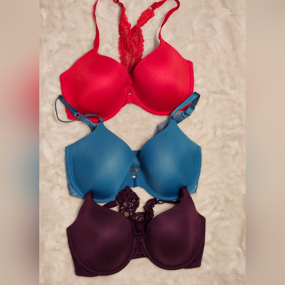 Women’s Padded Lace-Back Bra - Red, Blue, Purple